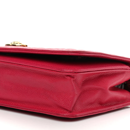 Chanel Caviar Camellia Embossed Wallet On Chain WOC Fuschia 9 of 11