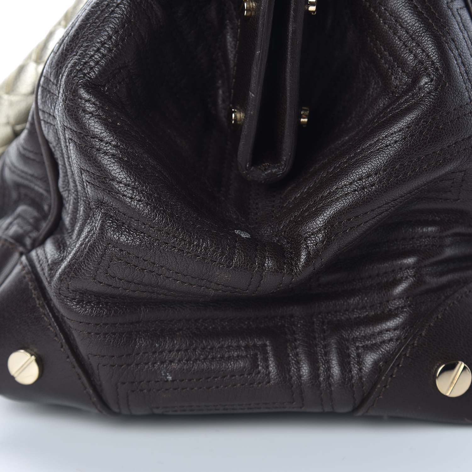 Versace Lambskin Couture Snap Out Of It Bag Brown Gold 17 of 18