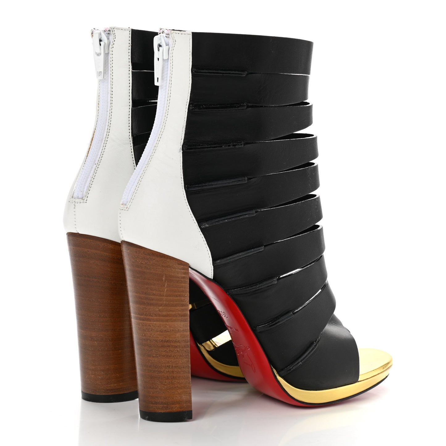 Calfskin Decoupata 120 Sandals 35.5 Black White