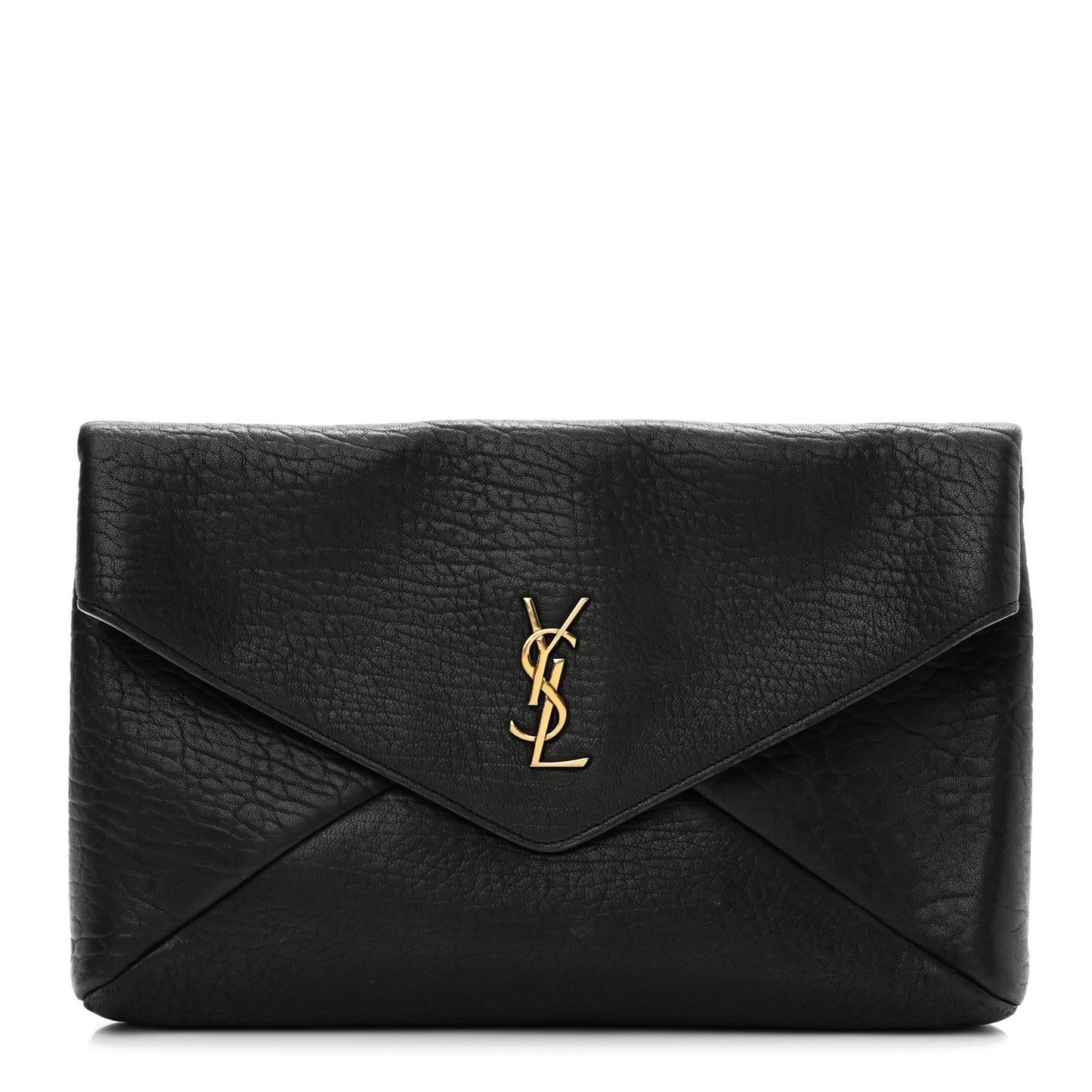 Grained Lambskin Cassandre Envelope Pouch Black