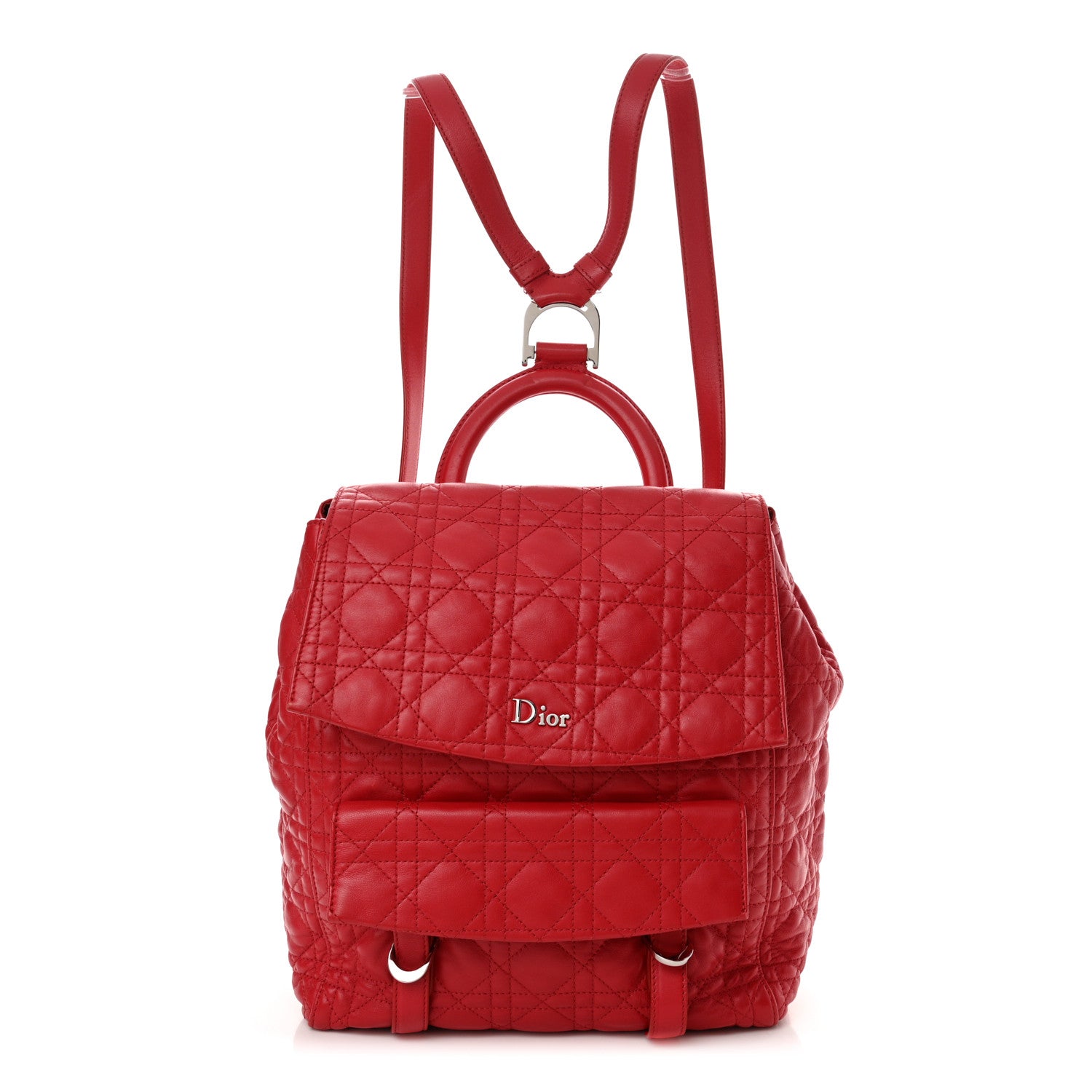 Christian Dior Lambskin Cannage Large Stardust Backpack Red 1 of 13