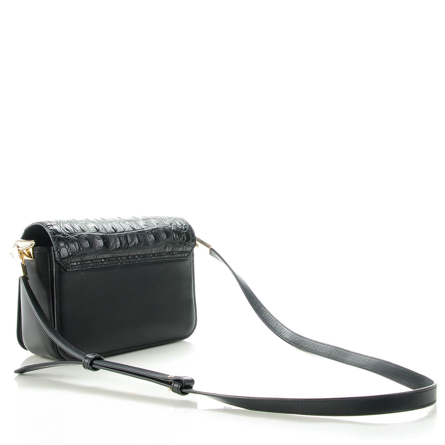 Alligator Calfskin Embossed Prisma Envelope Crossbody Black