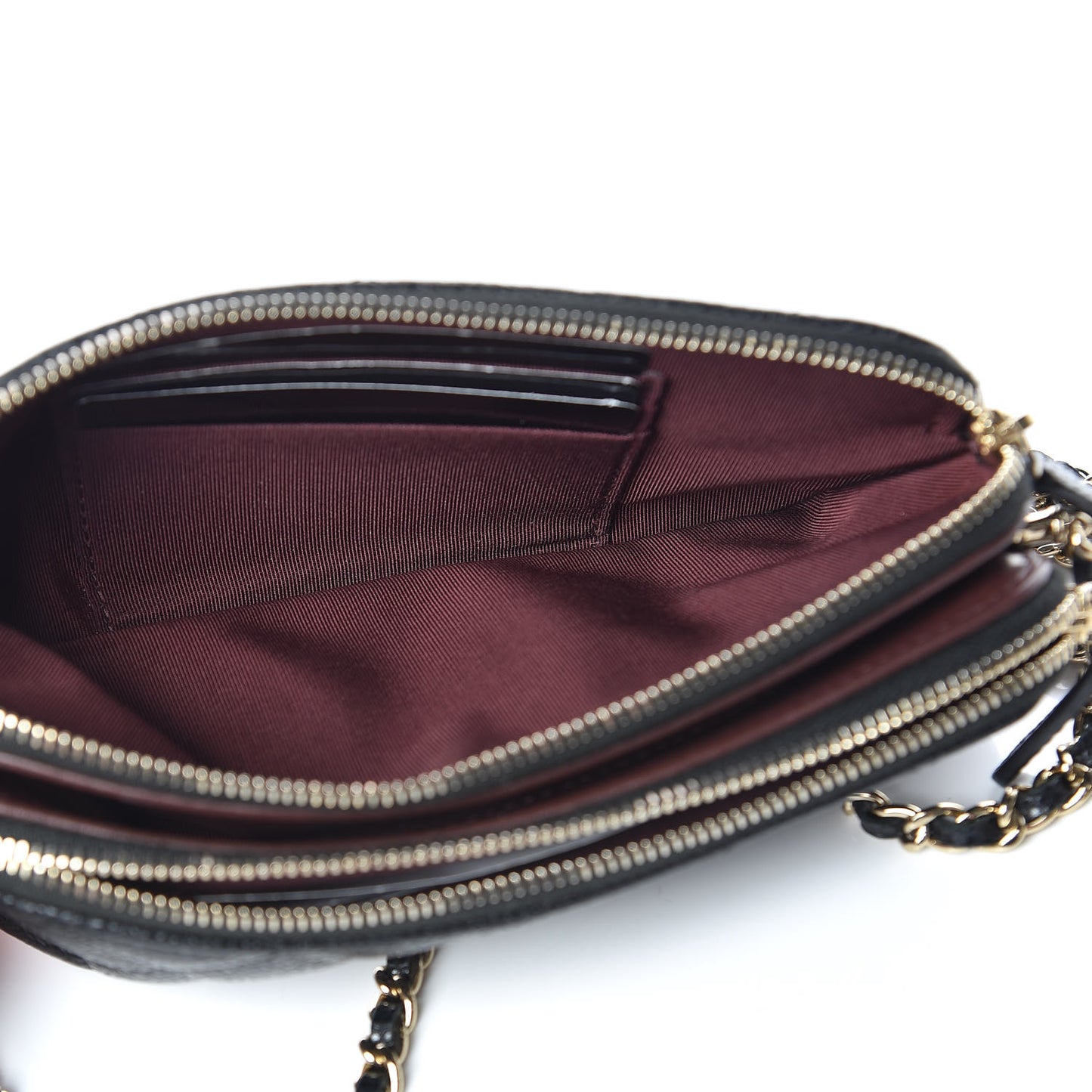 Caviar Quilted Small Clutch With Chain Black