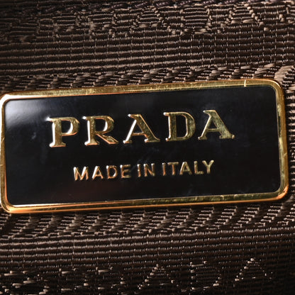 Prada Glossy Calfskin Triangle Large Bonnie Shoulder Bag Palissandro 6 of 10