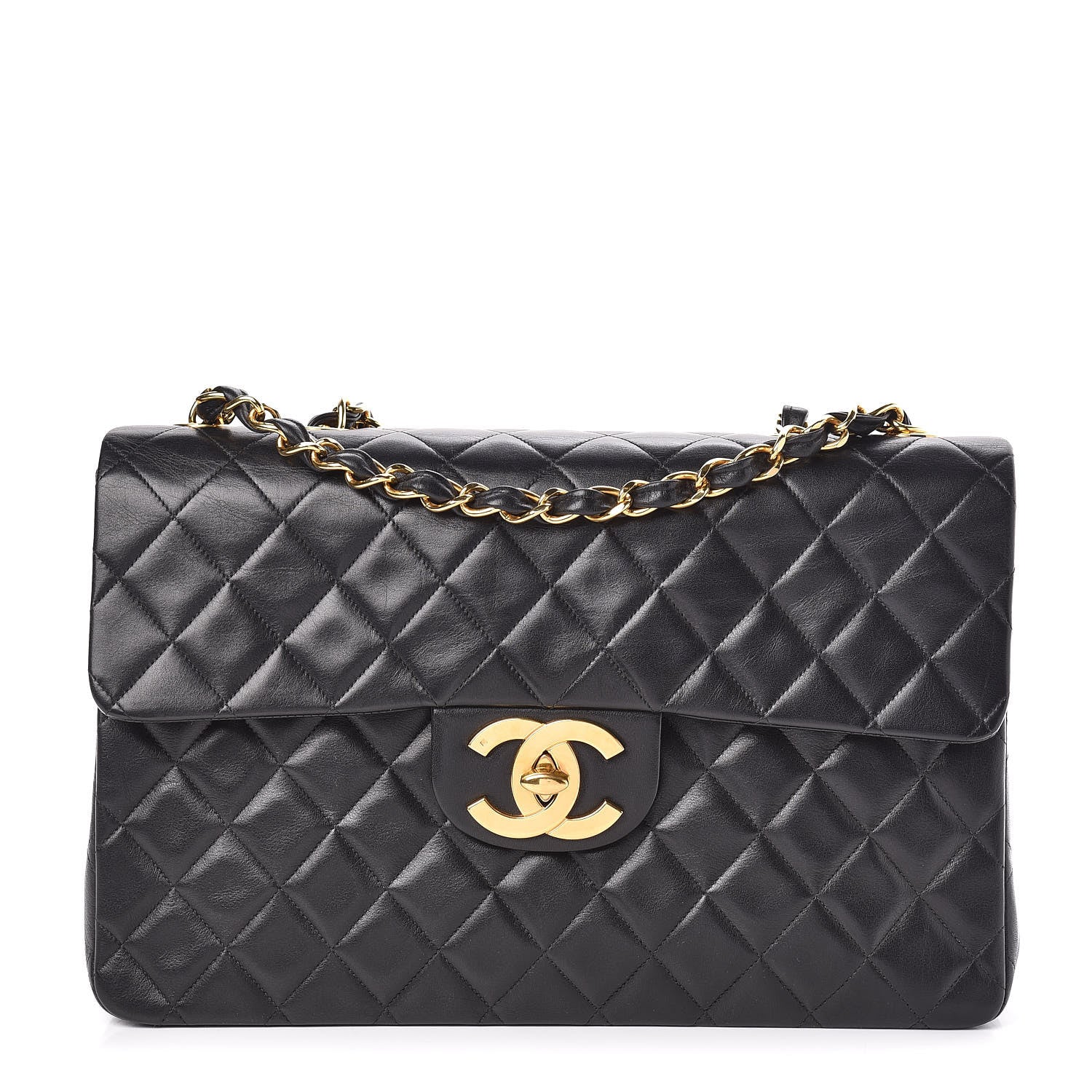 Chanel Lambskin Quilted XL Jumbo Single Flap Black 1 of 12
