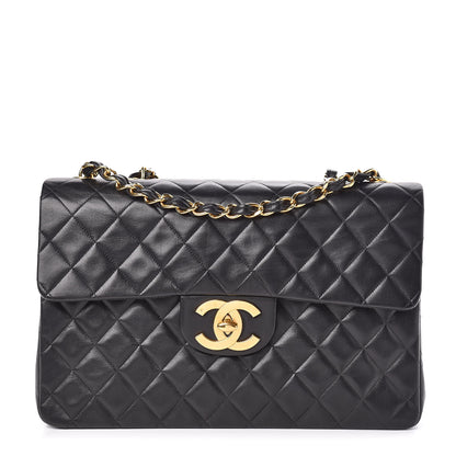 Chanel Lambskin Quilted XL Jumbo Single Flap Black 1 of 12