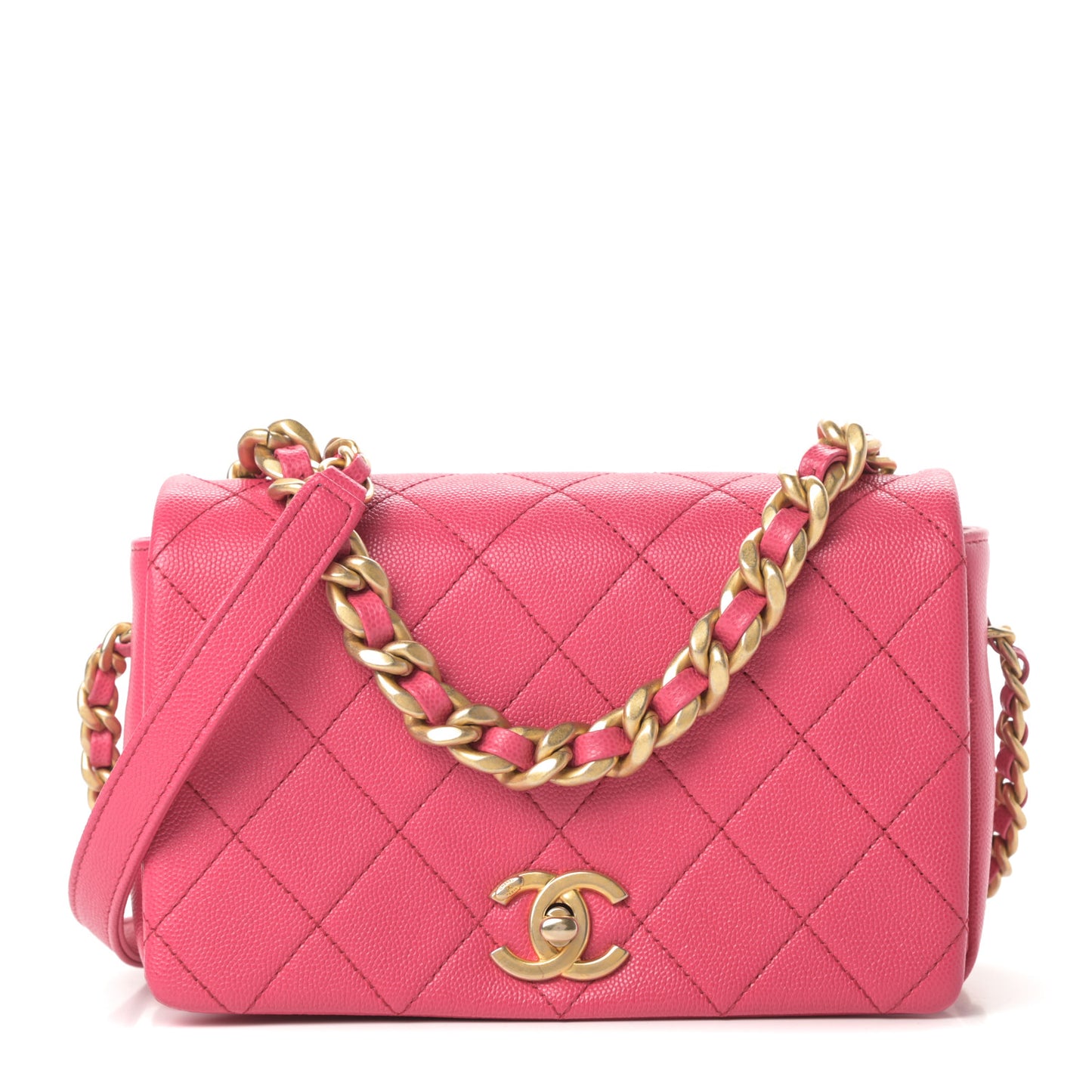 Caviar Quilted Small Fashion Therapy Flap Bag Pink