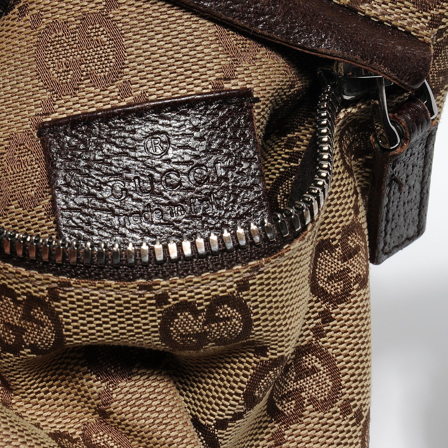 GG Monogram Web Double Pocket Belt Bag Ebony