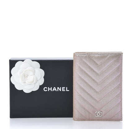 Chanel Metallic Caviar Chevron Quilted Passport Holder Light Gold 8 of 8