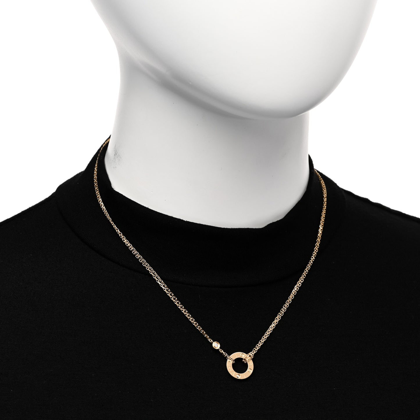 18K Yellow Gold 2 Diamond LOVE Necklace