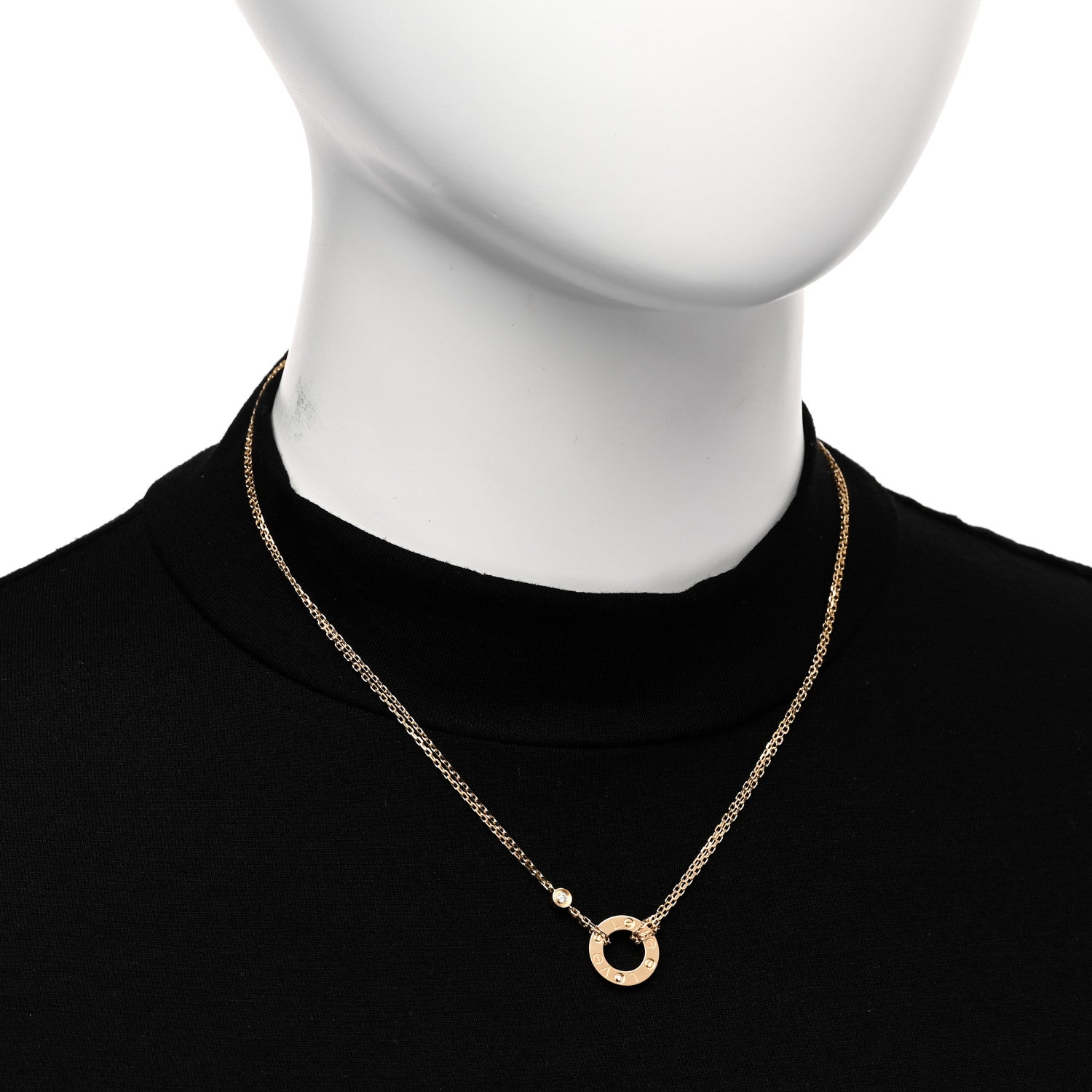 Cartier 18K Yellow Gold 2 Diamond LOVE Necklace 2 of 5