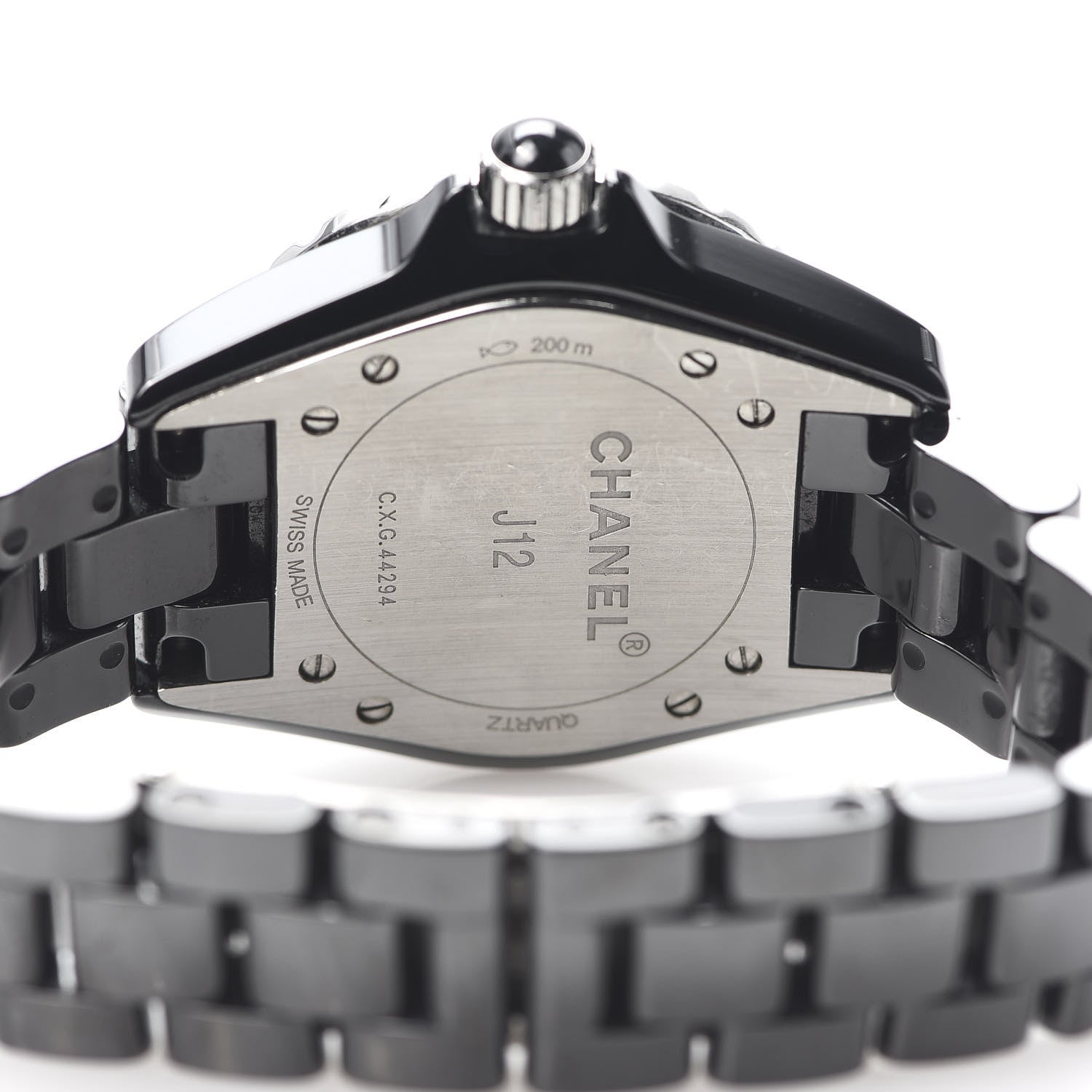 Chanel Stainless Steel Ceramic Diamond 33mm J12 Quartz Watch Black 5 of 6