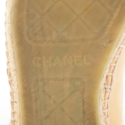 Chanel Lambskin CC Espadrilles 35 Beige Black 10 of 11