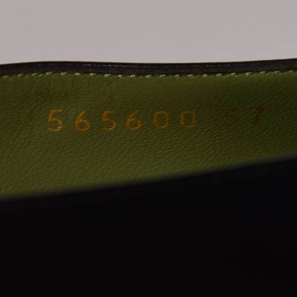 Gucci Malaga Kid Half Moon GG Square Toe Pumps 37 Black 7 of 10