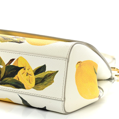 Dolce & Gabbana Dauphine Lemon Print Mini Miss Sicily Satchel White 9 of 10