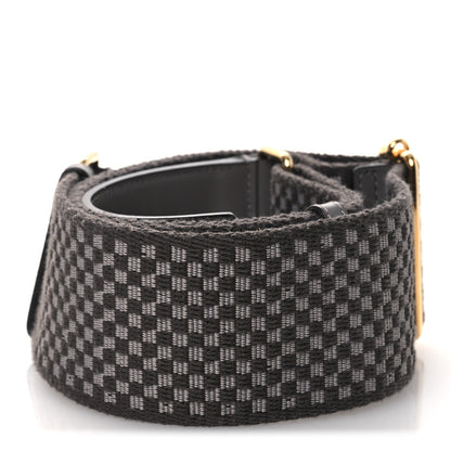 Fendi Ribbon Vitello King Logo Embossed Gingham Woven Adjustable Strap You Moon Ghiaia 3 of 6