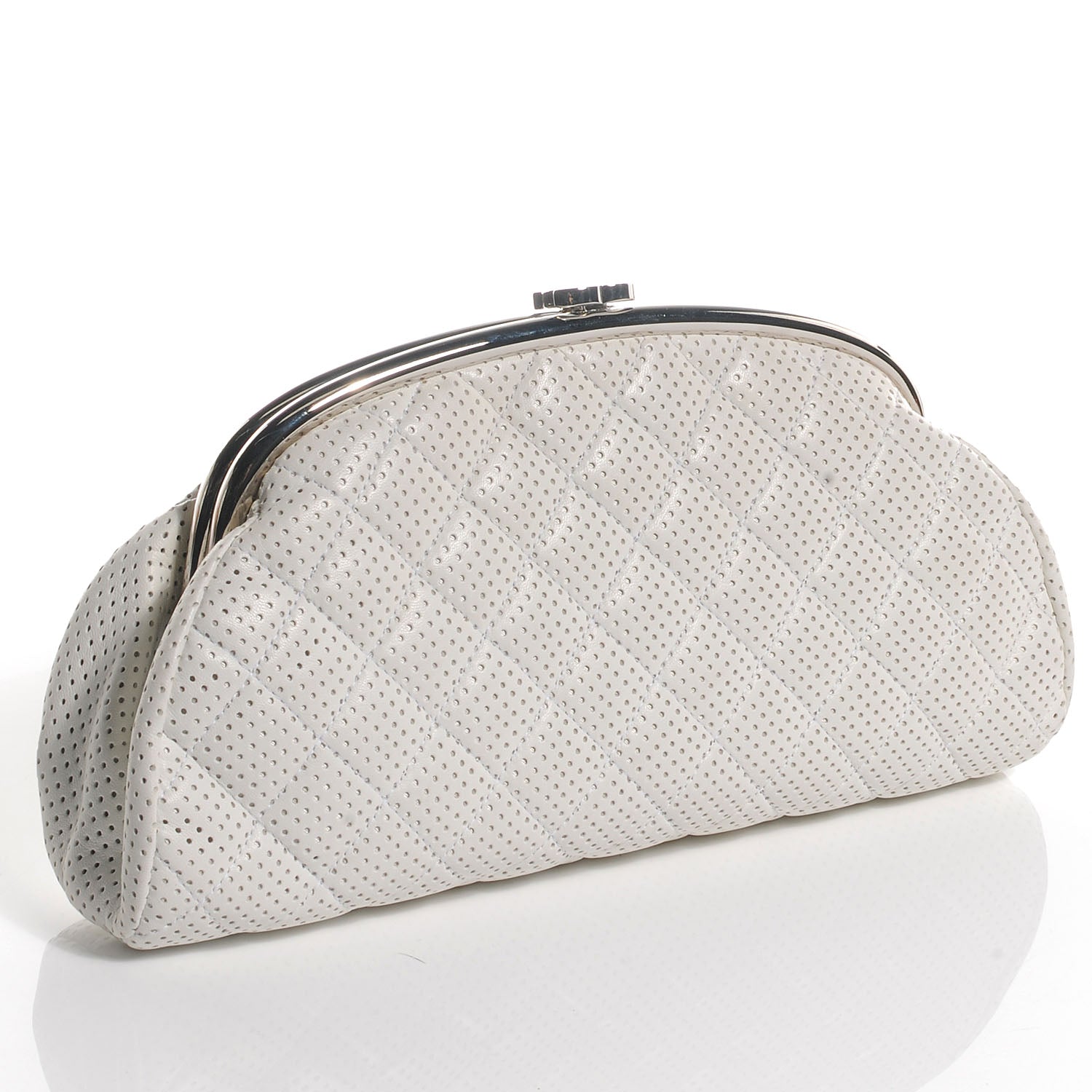 Chanel Lambskin Perforated Timeless Clutch White 2 of 6