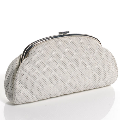 Chanel Lambskin Perforated Timeless Clutch White 2 of 6