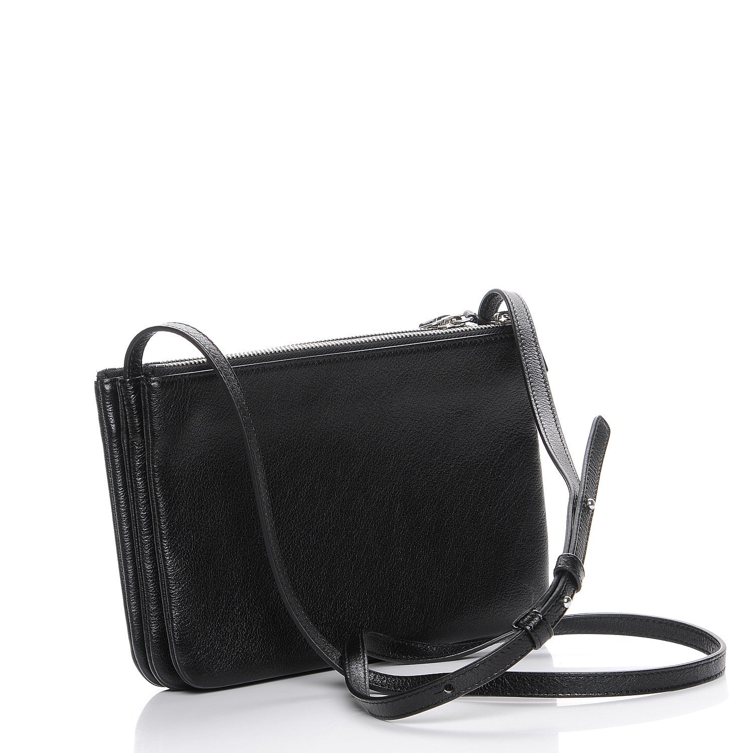 Celine Shiny Textured Calfskin Small Trio Crossbody Bag Black 3 of 7