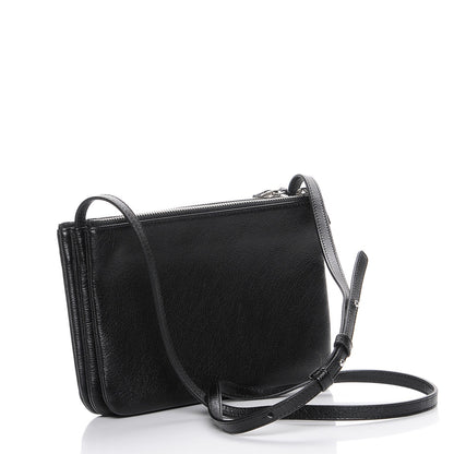 Celine Shiny Textured Calfskin Small Trio Crossbody Bag Black 3 of 7