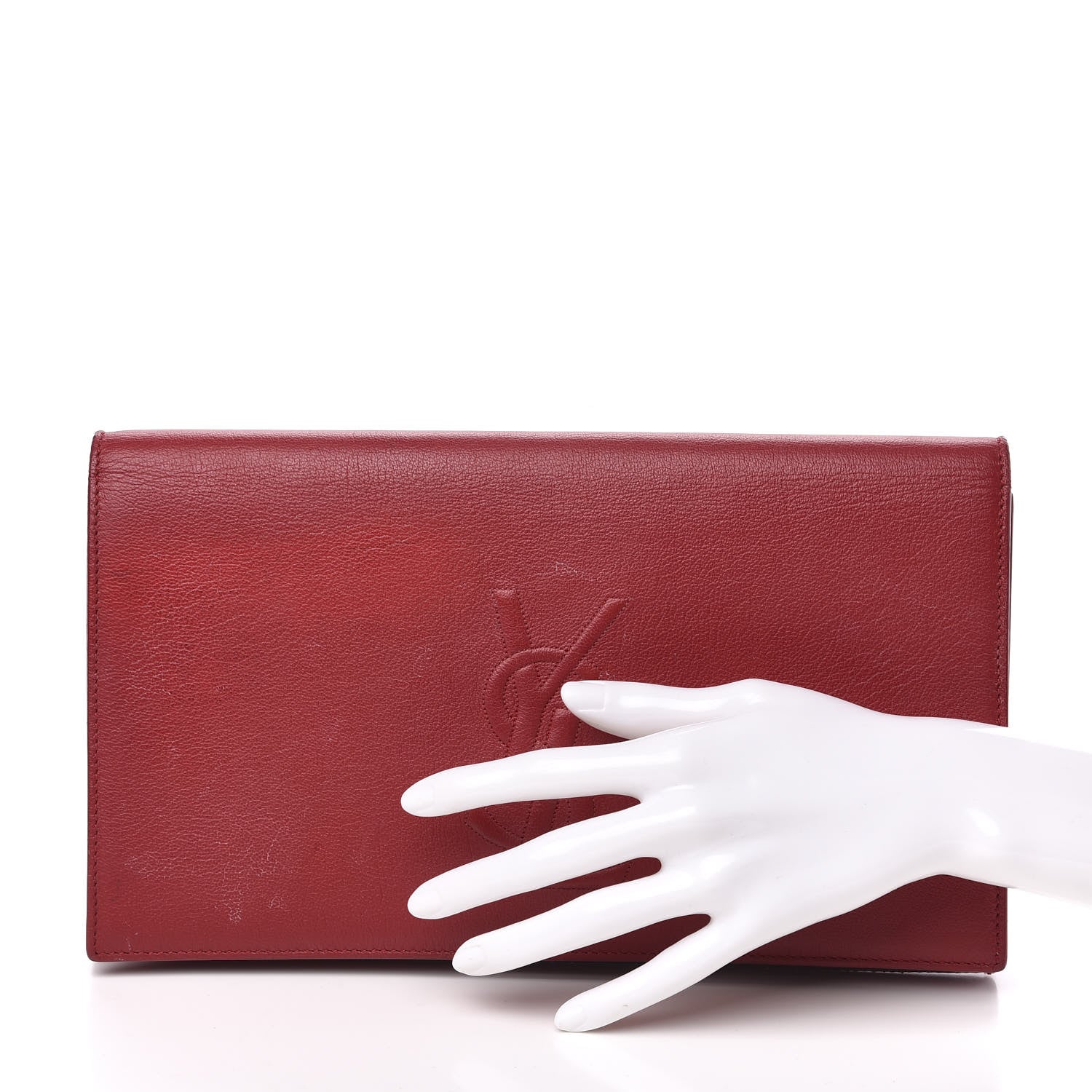 Saint Laurent Calfskin Monogram Large Belle De Jour Clutch Red 2 of 10