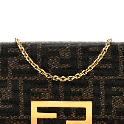 Fendi Fabric Jacquard FF 1974 Continental Wallet On Chain Tobacco Moro 8 of 11