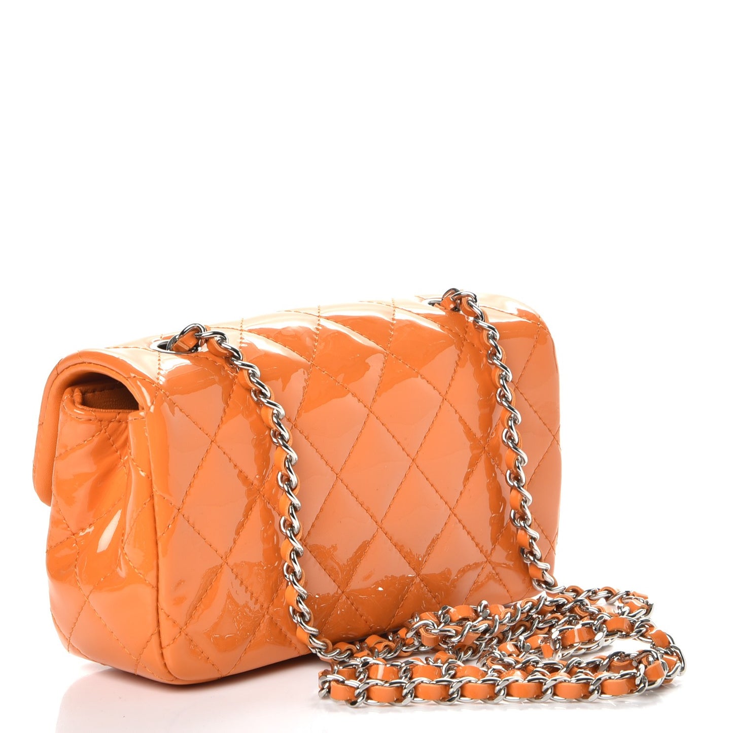 Patent Quilted Extra Mini Flap Light Orange