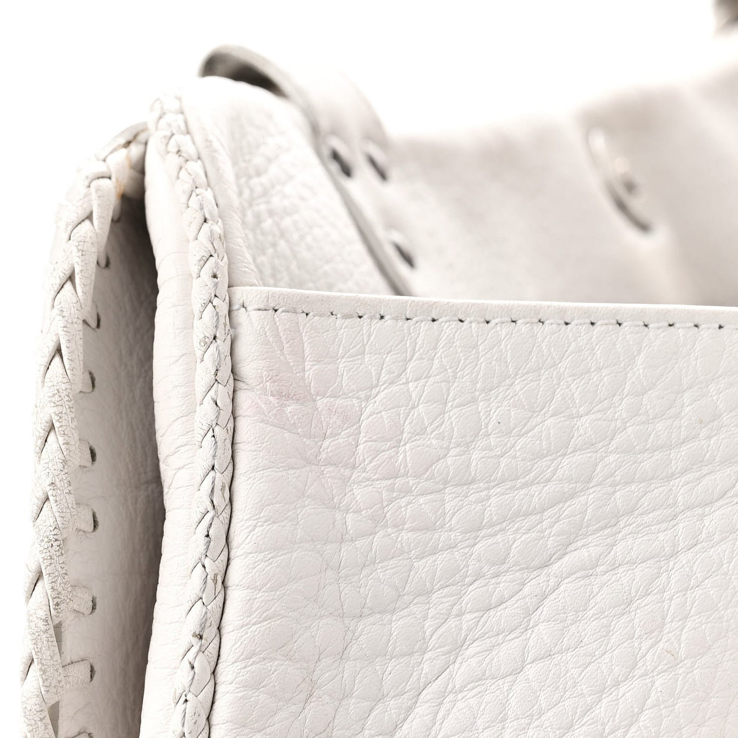 Calfskin Braided Gaucho Double Saddle Bag White