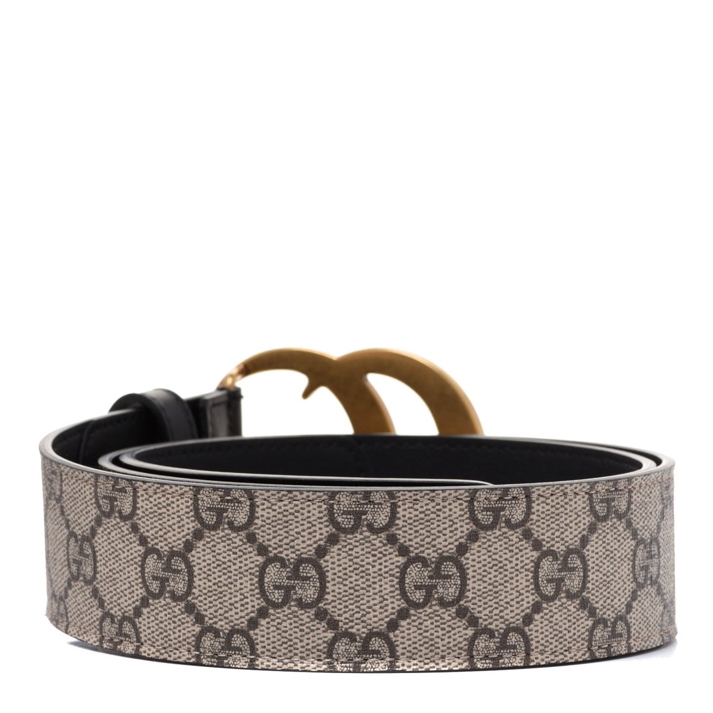 GG Supreme Monogram Matte Plutone Calfskin Double G 40mm Belt 95 38 Beige Ebony Black