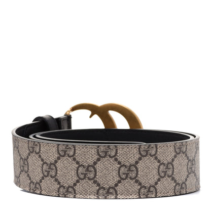Gucci GG Supreme Monogram Matte Plutone Calfskin Double G 40mm Belt 95 38 Beige Ebony Black 2 of 4