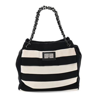 Chanel Nylon Quilted 2.55 Reissue Tote White Black 1 of 11