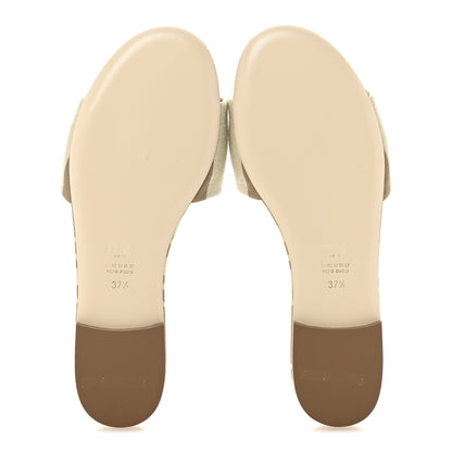 Fendi Woven Jacquard Logo Flat Slide Sandals 37 Black Sand 37.5 Beige Sand 6 of 10