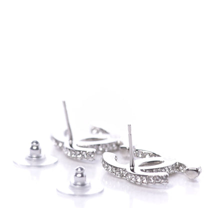 Chanel Crystal CC Treasure Chest Earrings Silver 3 of 5