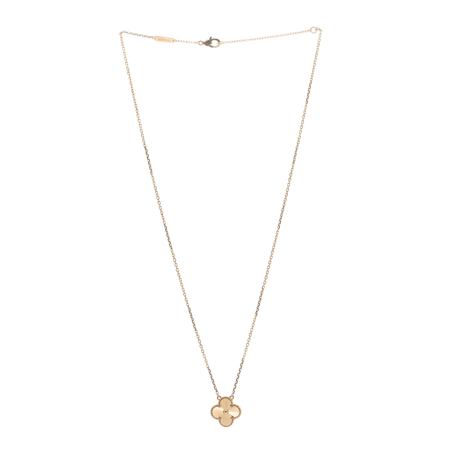 18K Yellow Gold Guilloche Vintage Alhambra Pendant Necklace
