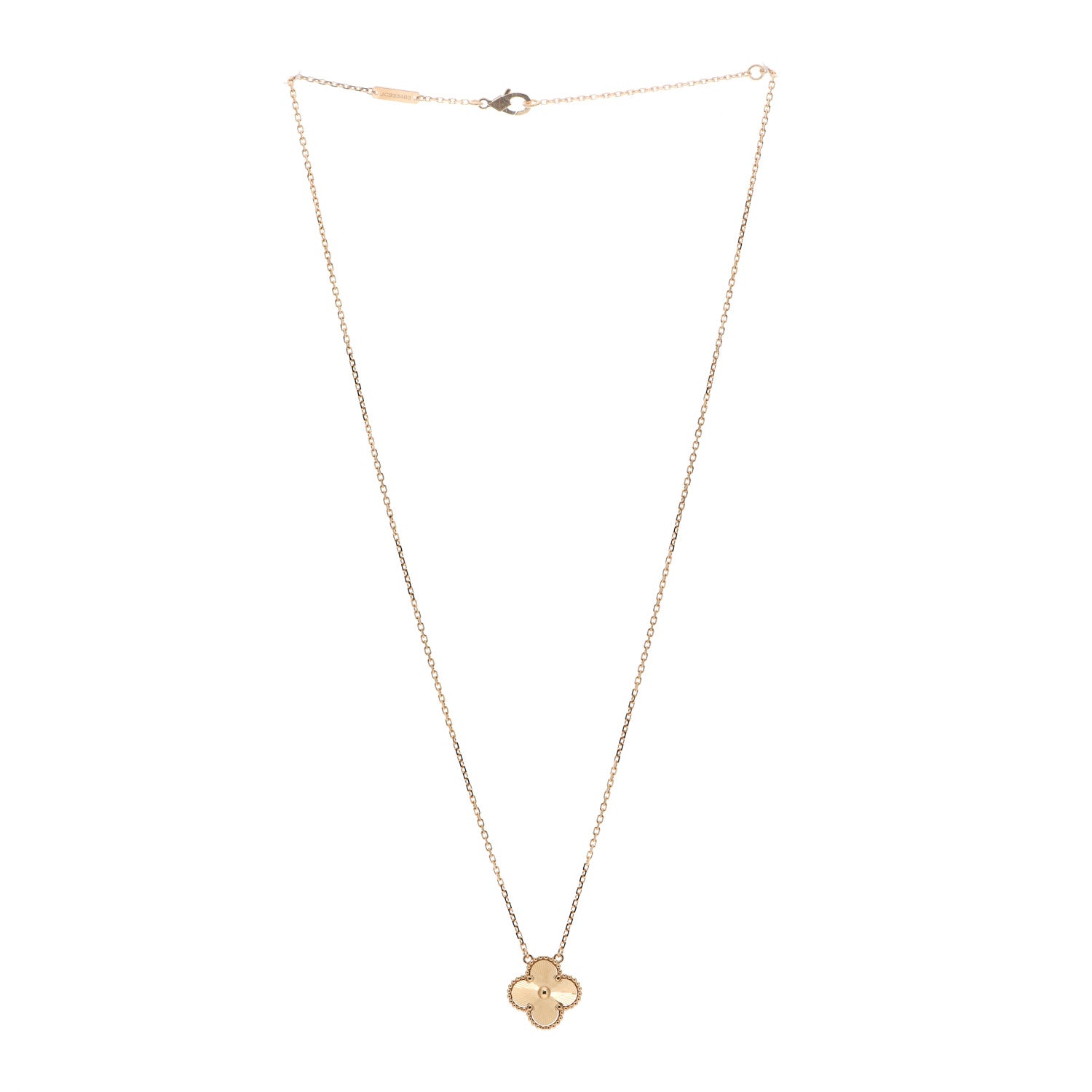 Van Cleef & Arpels 18K Yellow Gold Guilloche Vintage Alhambra Pendant Necklace 3 of 6