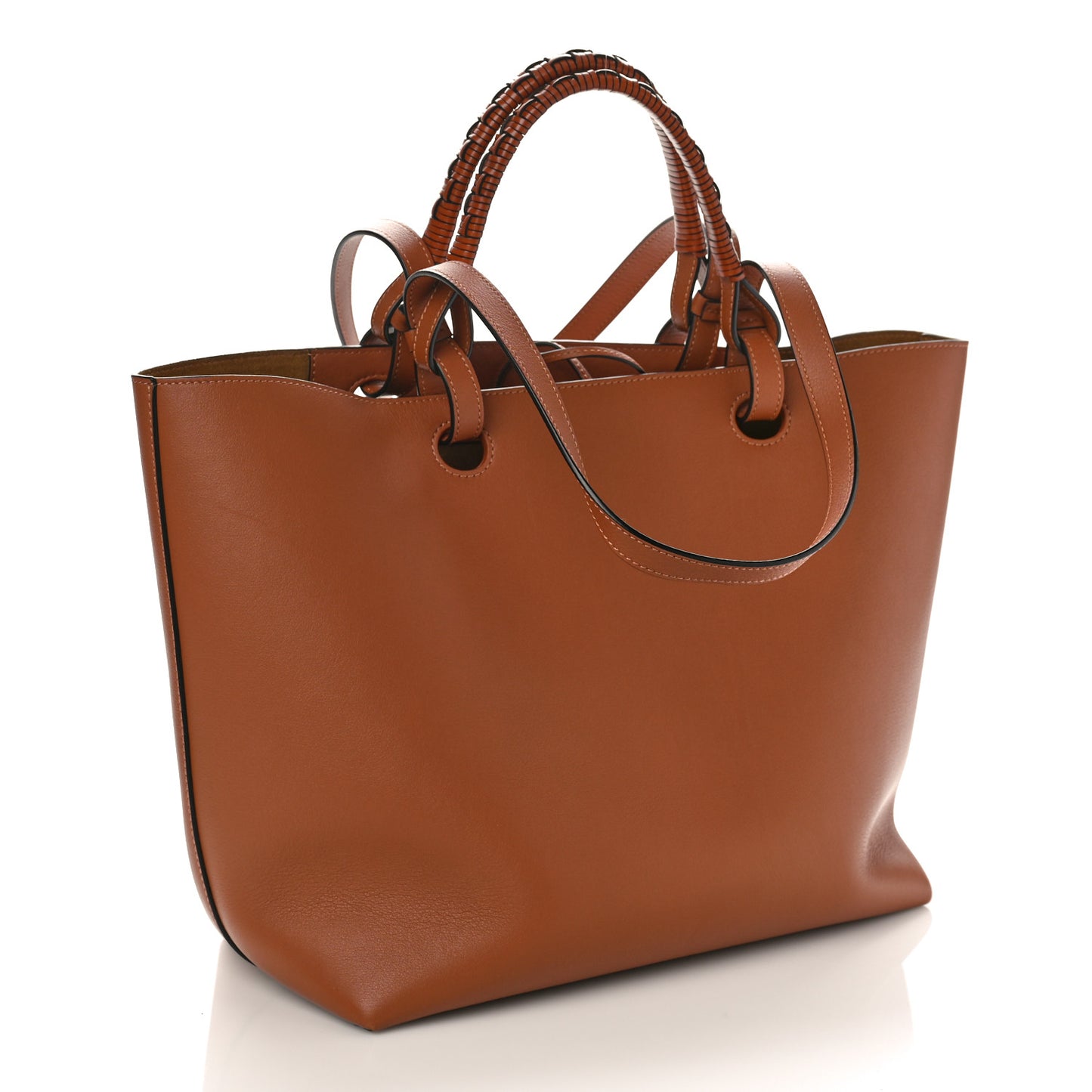 Smooth Calfskin Small Anagram Tote Tan