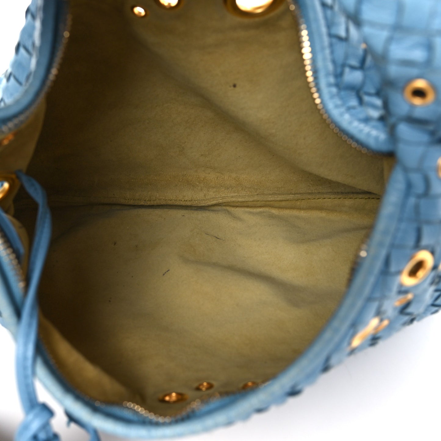 Nappa Intrecciato Grommet Medium Veneta Hobo Blue