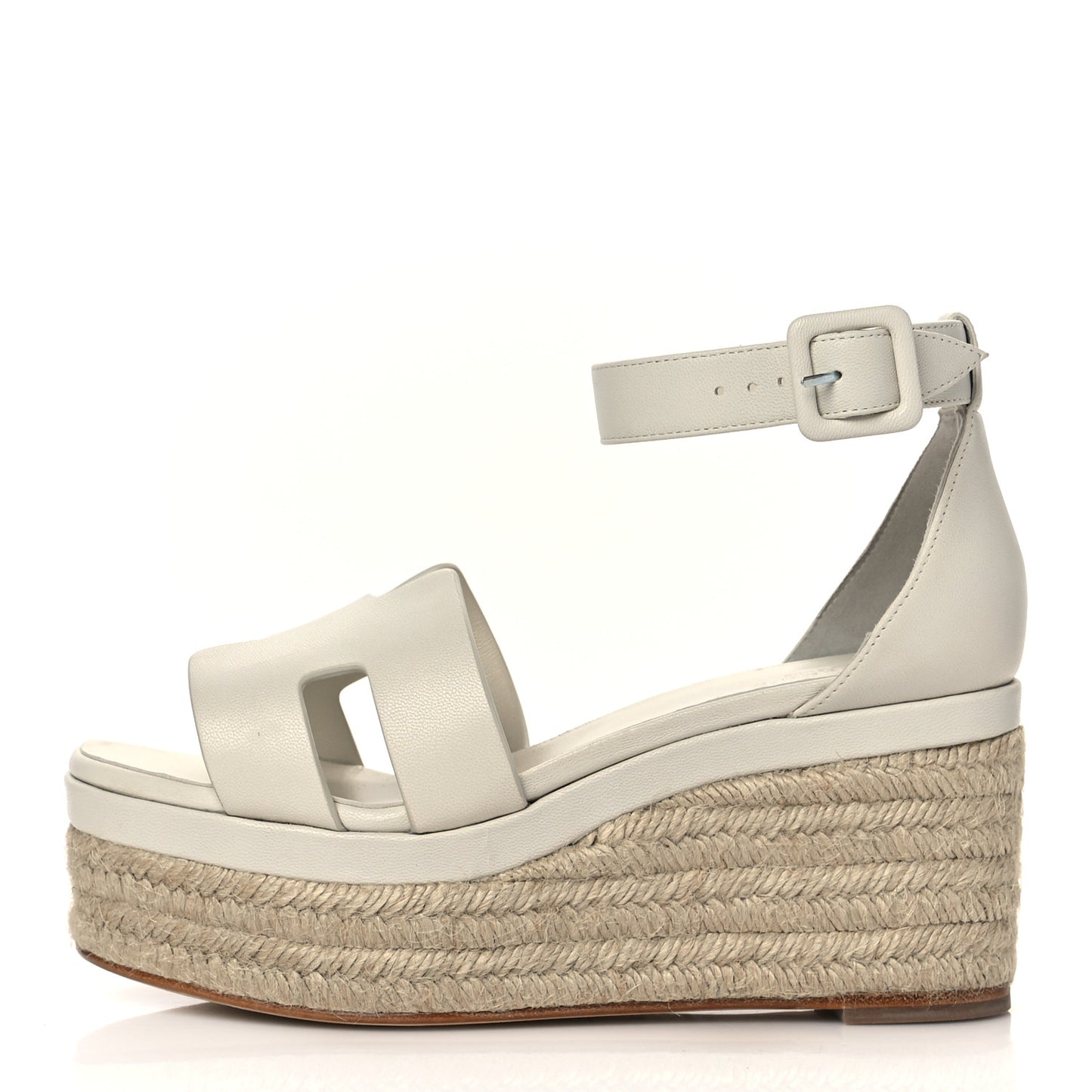 Goatskin Elda Espadrille Wedge Sandals 36 White