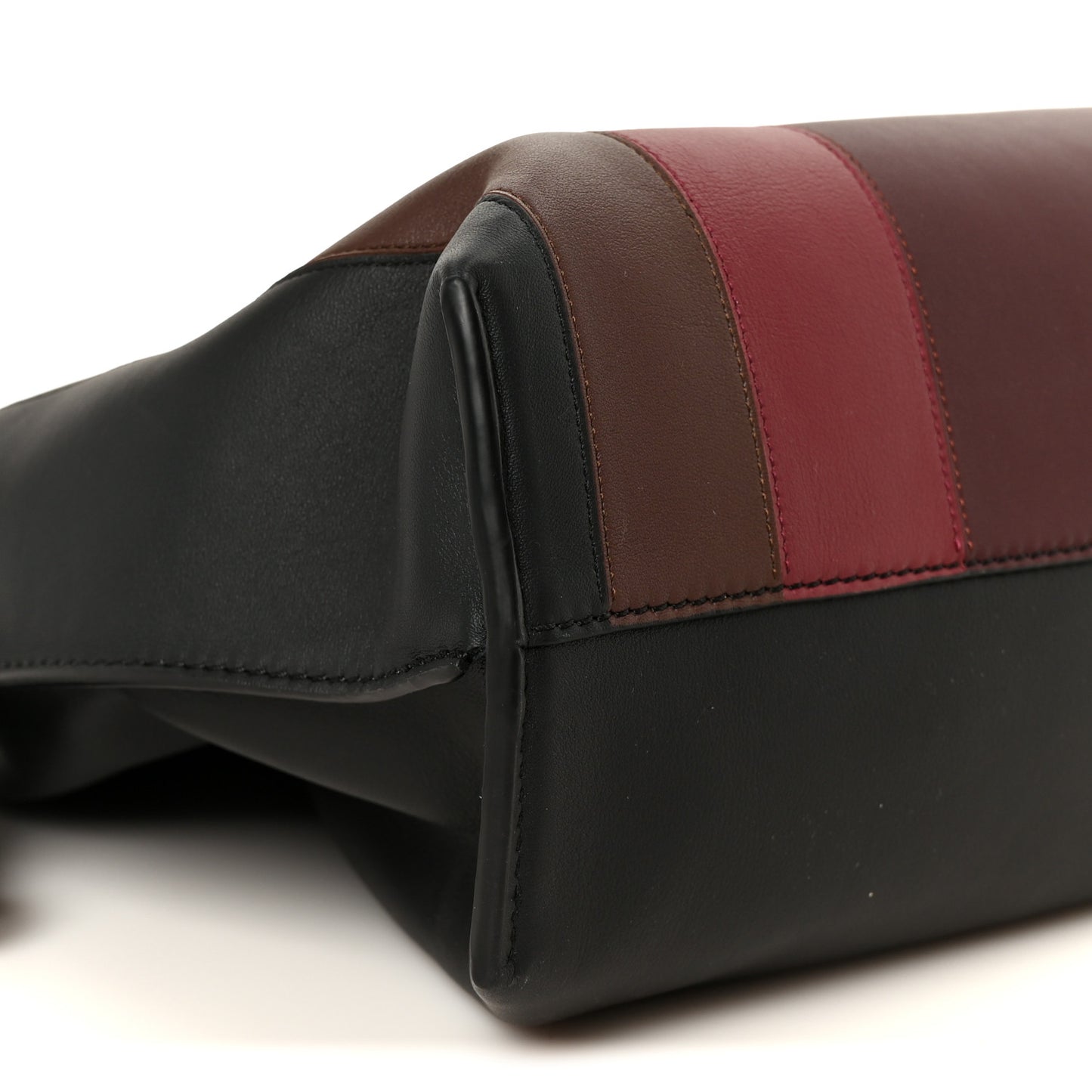 X ALBERS Nappa Calfskin Small Flamenco Knot Bag Black Burgundy