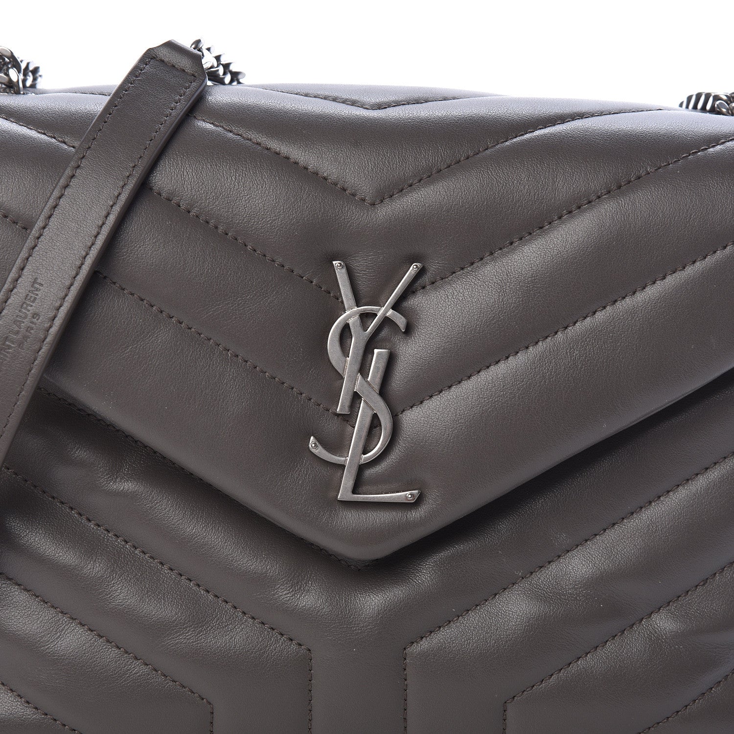 Saint Laurent Calfskin Y Quilted Monogram Small Loulou Chain Satchel Earth 8 of 11