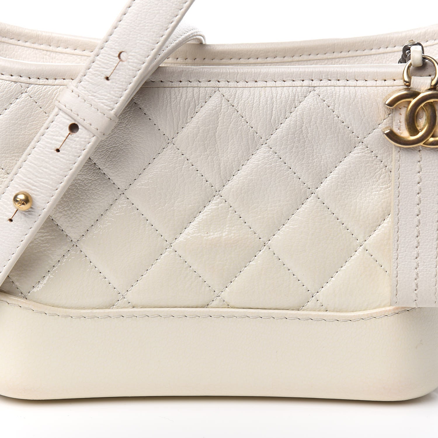 Chanel Patent Goatskin Quilted Small Gabrielle Hobo White 7 of 14