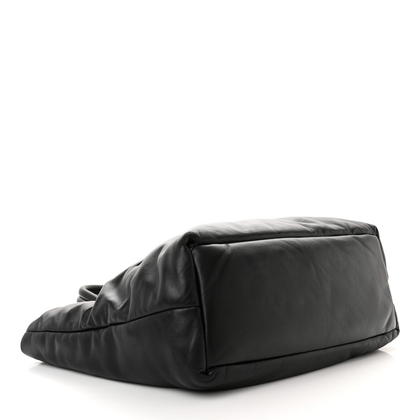 Lambskin Wide Puffer Tote Black