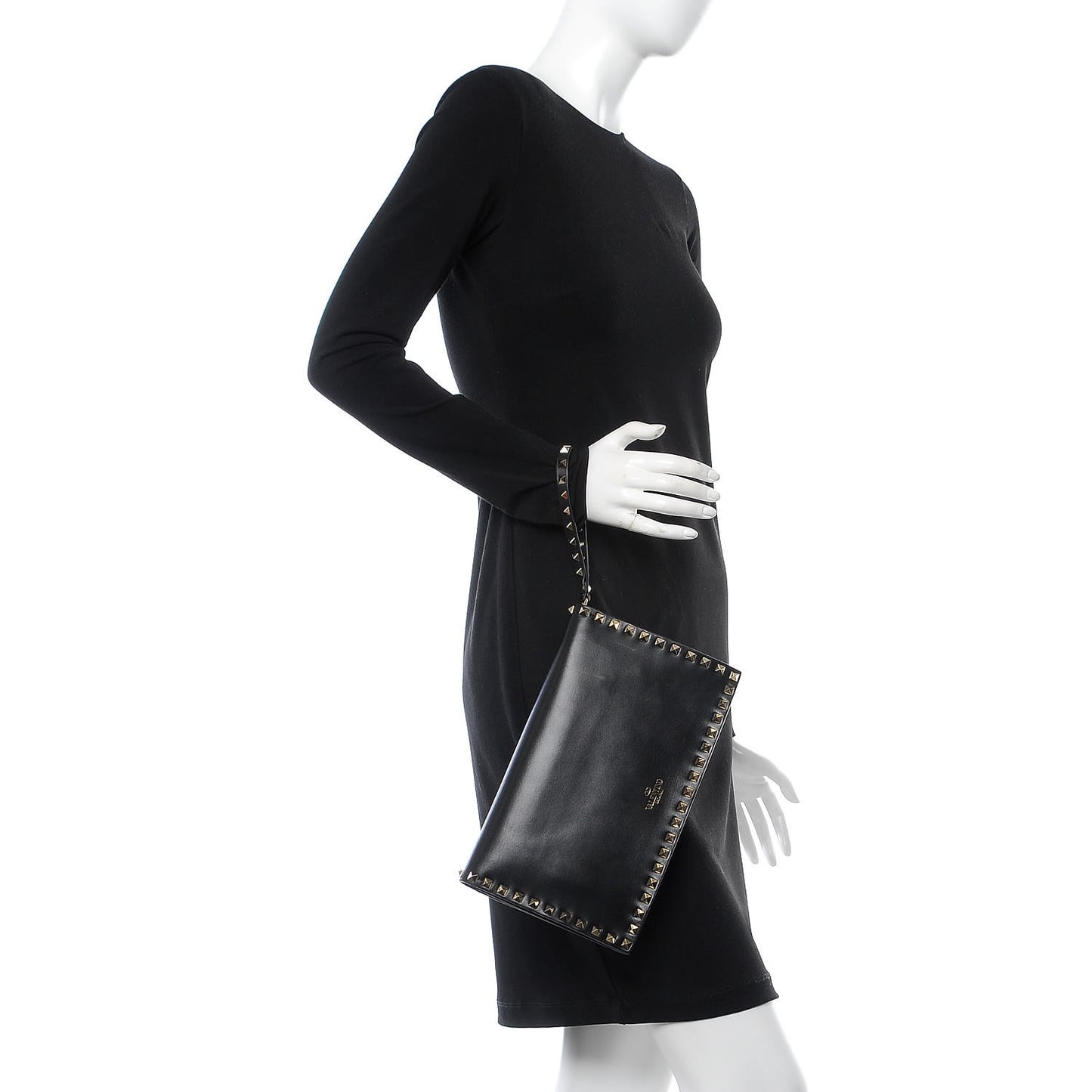 Nappa Rockstud Wristlet Clutch Black