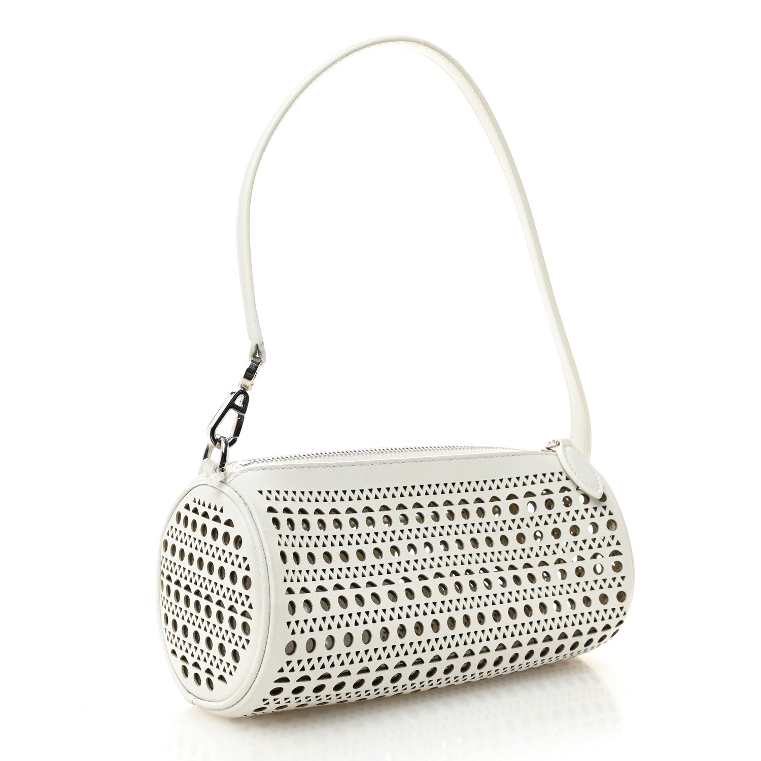 Alaia Calfskin Vienne Small Tube Bag White Optique 3 of 10