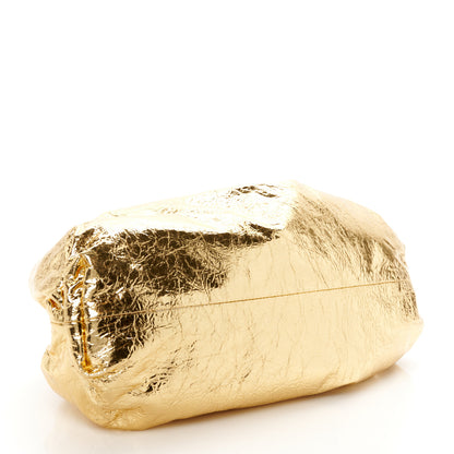 Bottega Veneta Metallic Crinkled Lambskin The Pouch Oversized Clutch Oro 4 of 11