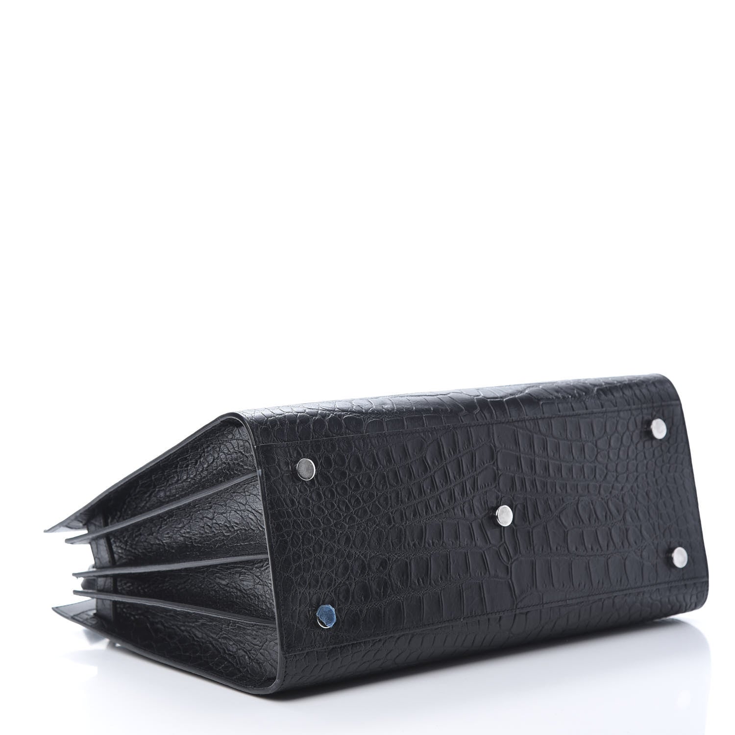 Saint Laurent Calfskin Crocodile Embossed Small Sac de Jour Black 4 of 12