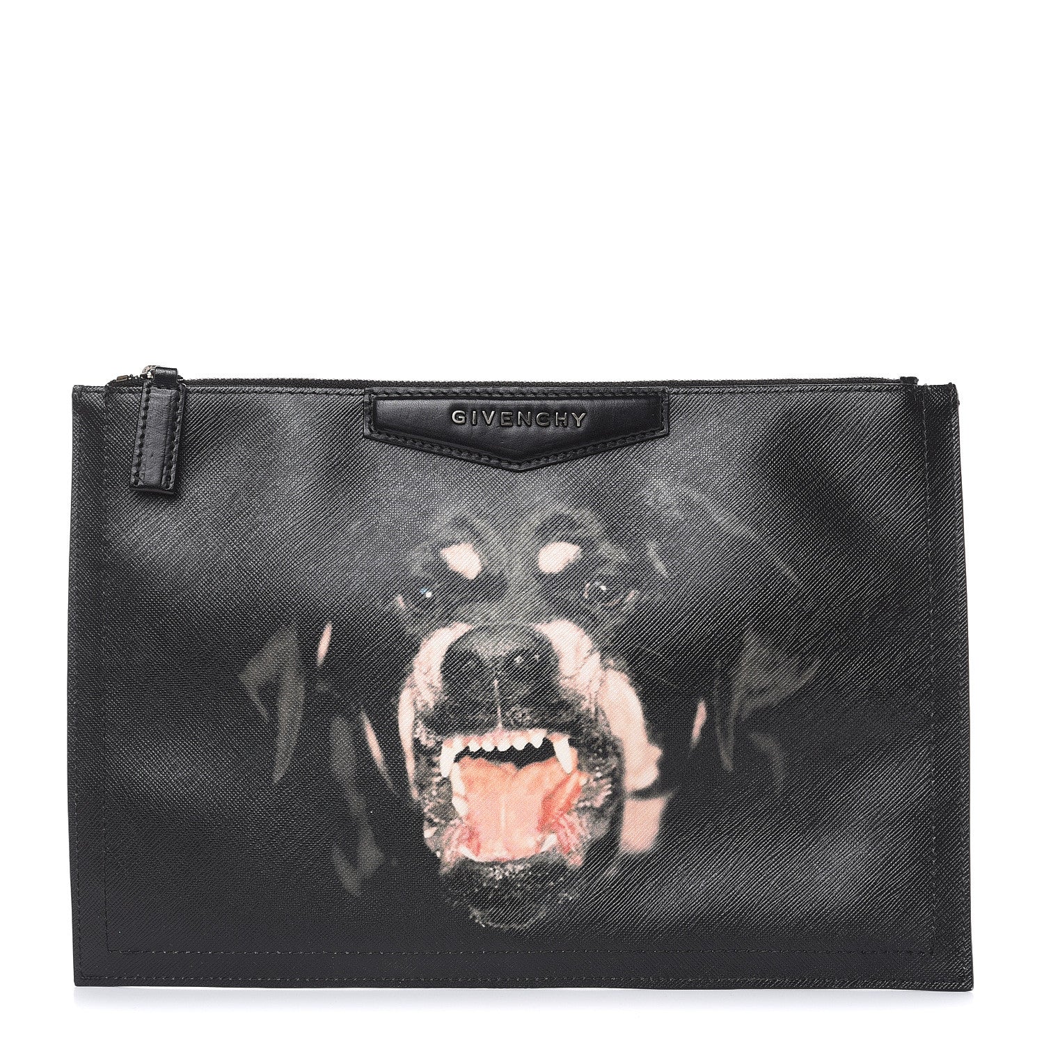 Givenchy Textured Coated Canvas Rottweiler Print Large Cosmetic Pouch Black 1 of 7