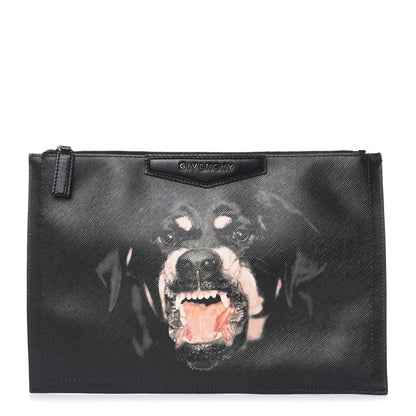 Givenchy Textured Coated Canvas Rottweiler Print Large Cosmetic Pouch Black 1 of 7