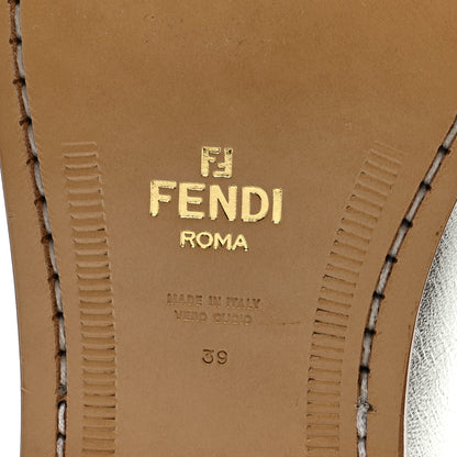 Fendi Metallic Vitello Womens O'Lock Loafers 39 Argento 6 of 7