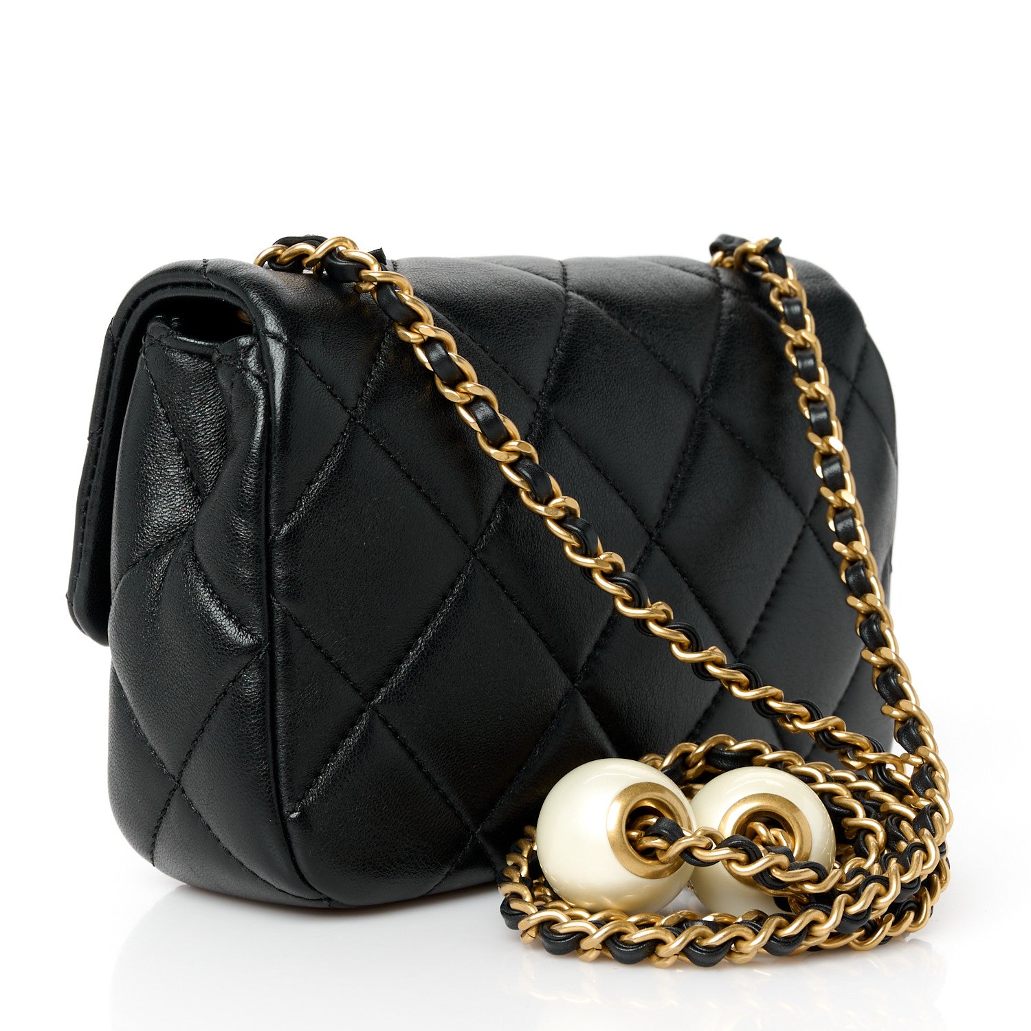Chanel Lambskin Pearl Quilted Mini Flap Black 3 of 12